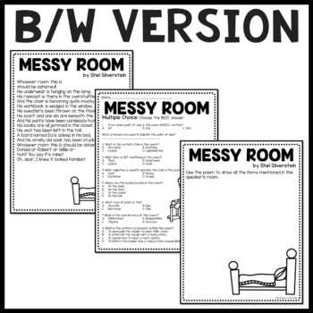 Messy Room Poem By Shel Silverstein Reading Comprehension Worksheet