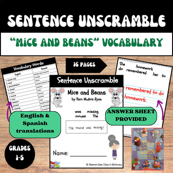 Preview of "Mice and Beans" Sentence Unscramble!