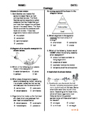 (Middle Grades - Life Science) Ecology QUIZ