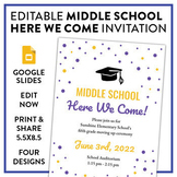 "Middle School Here We Come" graduation ceremony invitatio