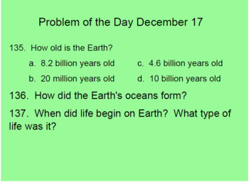 Preview of ***Middle School Science Warm-up Problems/Problems of the Day***