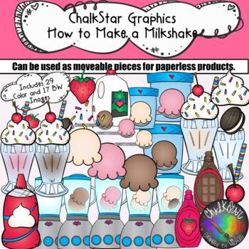 Preview of {Milkshakes} How to Make a Milkshake Clip Art- Chalkstar Graphics