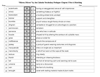 Mirror, Mirror” by Jen Calonita Vocabulary Prologue–Chapter 3﻿ A ﻿Crossword