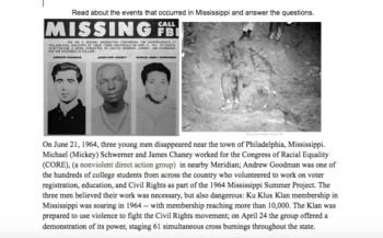 Preview of  Mississippi Burning:  Schwerner, Chaney and Goodman