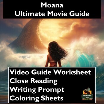 Preview of Moana Movie Guide Activities: Worksheets, Reading, Coloring, & more!