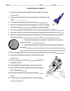 Preview of "Modern Marvels- Apollo 11" Video Worksheet