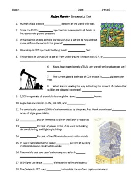 Preview of "Modern Marvels- Environmental Tech" Video Worksheet