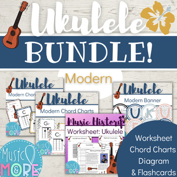 Preview of {Modern} Ukulele Bundle! (with Ukulele Diagram, Chord Charts, and Worksheet!)