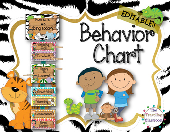 Preview of Editable Jungle Zoo Safari Behavior Clip Chart