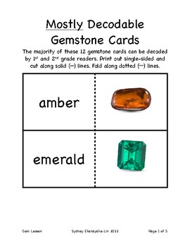 Preview of "Mostly" Decodable Gem Cards