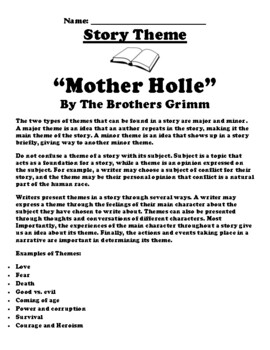 Preview of “Mother Holle” Brothers Grimm Theme Worksheet