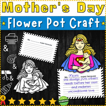 Preview of ⭐Mother's Day⭐ Writing Craft - Writing Prompts - Supermom Writing Craft ⭐