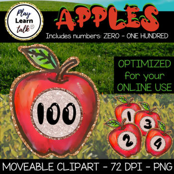 Preview of (Moveable Clipart) Numbered APPLES (0-100)