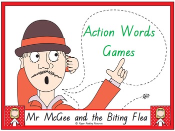 Preview of "Mr McGee and the Biting Flea" action words (verbs) games