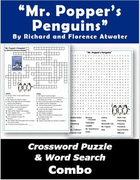 Preview of "Mr. Popper's Penguins" Crossword Puzzle & Word Search Combo