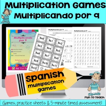 Preview of Spanish Multiplication Games - Multiplication Fact Fluency - Multiplicando por 9