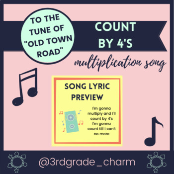 Preview of Multiplication Song Lyrics ⭐️ Count by 4's ⭐️