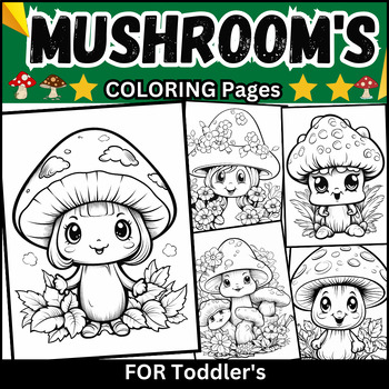 Mushroom Coloring pages Adult Coloring Book Featuring Magical Mushrooms,  Fungi, and More For Stress Relief and Relaxation