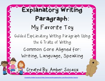 Preview of "My Favorite Toy" Scaffolded Explanatory Writing Paragraph