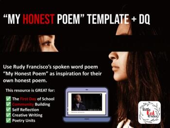Preview of "My Honest Poem" Template + Discussion Questions (Back to School!)