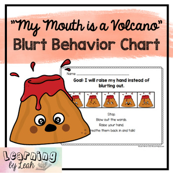 Preview of "My Mouth is a Volcano" Blurt Behavior Chart