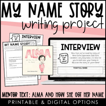 Preview of Printable & Digital "My Name Story" Writing Project
