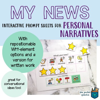 Preview of 'My News' Personal Narrative Structure Interactive Prompt Sheet