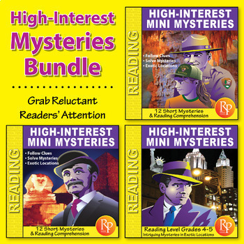 Preview of SHORT MYSTERY STORIES & READING COMPREHENSION ACTIVITIES: Follow Clues -Engaging