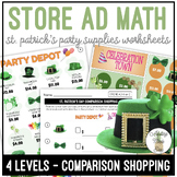 St. Patrick's Party Store Ad Math Comparison Shopping Worksheets