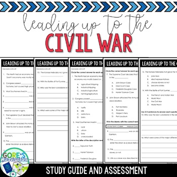 Events Leading Up to the Civil War Test and Study Guide | TpT