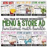 Menu Math & Store Ad Worksheets Bundle