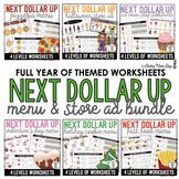 Menu & Store Ad Next Dollar Up Worksheets Bundle