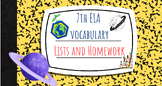 NEW! 7th ELA PowerPoint, Vocabulary List, and Homework (List 1)!