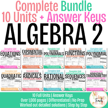 Preview of Algebra 2 - No Prep Full Curriculum + Differentiated + 10 Units + Ans Kys