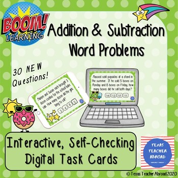 Preview of ⭐NEW Addition & Subtraction (up to 20) Word Problem, Boom Cards™