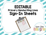 *NEW* EDITABLE Daily Sign-In Sheets Primary Handwriting Lines