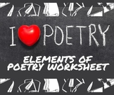 NEW! Elements of Poetry Worksheet/Notes!