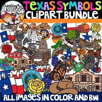 Preview of Texas Symbols Clipart Bundle {Texas Clipart}