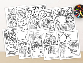 Preview of *NEW* Fruits of the Spirit Coloring Pages: 10 Coloring Pages