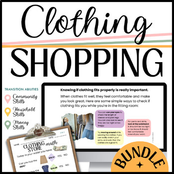 Preview of Going Clothing Shopping MEGA BUNDLE | SPED Money, Reading & Life Skills