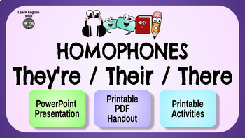 Preview of Homophones - They're/Their/There - LESSON - PowerPoint & Class Activities