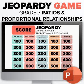 Preview of ⭐NEW⭐ JEOPARDY RATIOS & PROPORTIONAL RELATIONSHIPS GAME - GRADE 7 - POWERPOINT