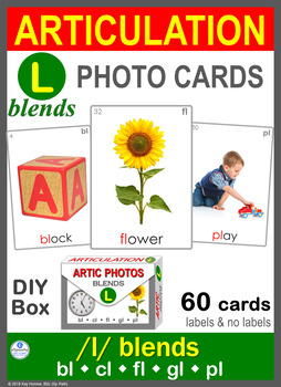 Preview of /L/ BLENDS Articulation 60 Photo Cards : Speech Therapy