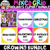 *NEW- Mixed Grid Holiday Puzzles Clipart Growing Bundle {P