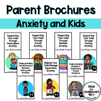 Preview of Parent Brochure Bundle on Anxiety and Kids in K-5th grade (7 Included)