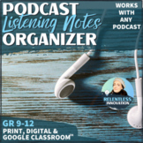 ⭐Podcast Listening Log Graphic Organizer Notetaking with P