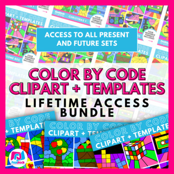 Preview of ⭐️NEW SALE⭐️ Color By Code Clipart + Editable Templates LIFETIME BUNDLE