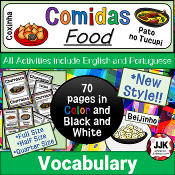 Preview of **NEW STYLE** Comidas: English/Portuguese Food Vocabulary