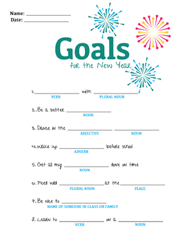 Preview of *NEW* School Year Goals Mad Lib. *interactive for distance learning*