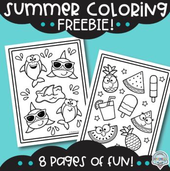 NEW! Summer Coloring Pages FREEBIE! by Rainbow Sprinkle Studio